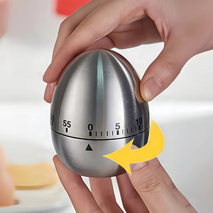 <span class=keywords><strong>Temporizador</strong></span> de cocina de acero inoxidable con forma de huevo creativo, alarma de rotación mecánica para hornear y cocinar, recordatorio de tiempo de Metal y <span class=keywords><strong>Cuenta</strong></span> regresiva - Product Image 1