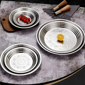 ZESHENG Assiette Classique en Acier Inoxydable à Motifs Floraux, Écologique, Plateau <span class=keywords><strong>Rond</strong></span> pour Aliments, Idéale pour l'Exportation vers le Moyen-Orient - Product Image 6
