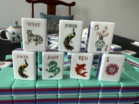 Jeu de tuiles de mahjong en acrylique de style chinois de luxe, design Dragon Phoenix, gravure au laser, impression UV, écologique, durable, 4 couches