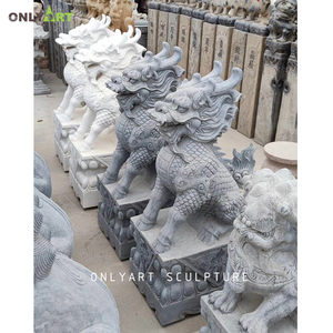 Onlyart Custom Made el oyma açık dekorasyon çin Feng Shui heykel beyaz mermer <span class=keywords><strong>Kylin</strong></span> heykeli - Product Image 5