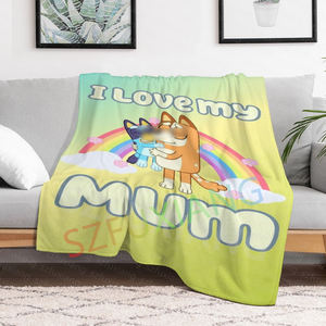 Chien animal dessin animé en gros j'aime ma mère fête des mères couverture maison canapé décor flanelle sieste changeant progressivement de couleur couvertures - Product Image 3