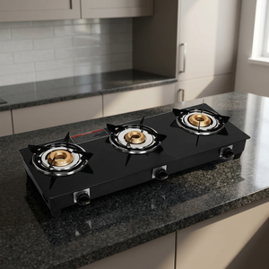 Brûleur de cuisinière à gaz polyvalent en verre trempé à 3 anneaux avec design compact pour la cuisine domestique, vente en gros B2B Inde - Product Image 5