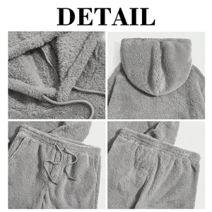 Ensemble de survêtement en polaire Sherpa pour homme KingSen de haute qualité, avec cordon de serrage, coupe ample, en polaire Teddy douce, OEM - Product Image 6