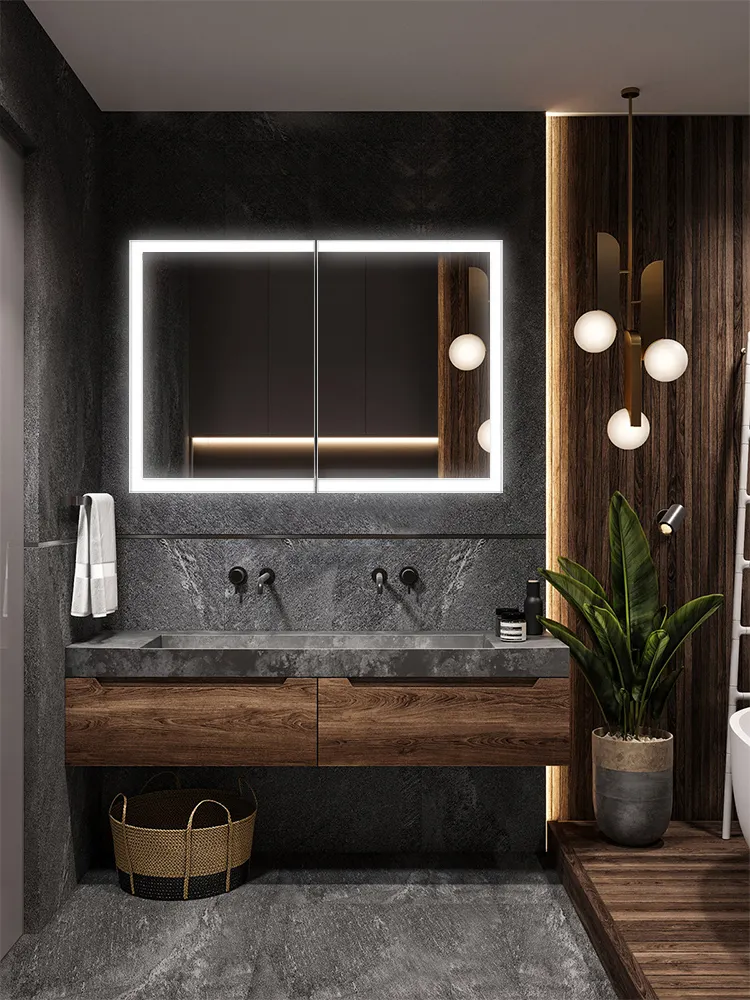 두껍게 한 공간 알루미늄 목욕탕 내각 조합 목욕탕 똑똑한 거울 내각
