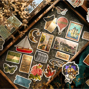 Journal de voyage rétro en <span class=keywords><strong>papier</strong></span> couché fait main avec pages pré-découpées et 64 feuilles d'effeuillats découpés - Product Image 5
