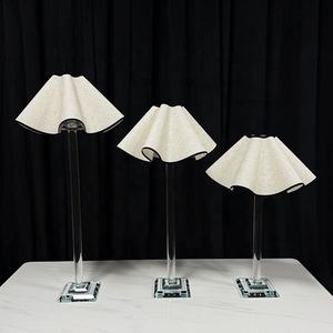 Derniers grands abat-jour en verre blanc bougeoir chandelier en cristal centre de table de mariage - Product Image 1