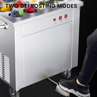 Machine commerciale de crème glacée de friture de rouleau de plat de double de yaourt de fruits frais d'acier inoxydable de Offre Spéciale