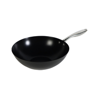 Set Panci Masak Dapur Label Pribadi OEM Anti Lengket 5 Buah, Wajan Goreng & Wok Penggorengan dari Baja Karbon dengan Gagang Stainless Steel