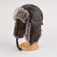 Gorro Ushanka de Invierno, Estilo Aviador, de Lana, Grueso, de Cuero, para Clima Frío, para Escalar