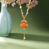 Collier Pendentif Gourde Dorée à Pompon Koi pour Femme TANGPEI en Alliage de Cuivre et Verre Satiné, Bijou Tendance