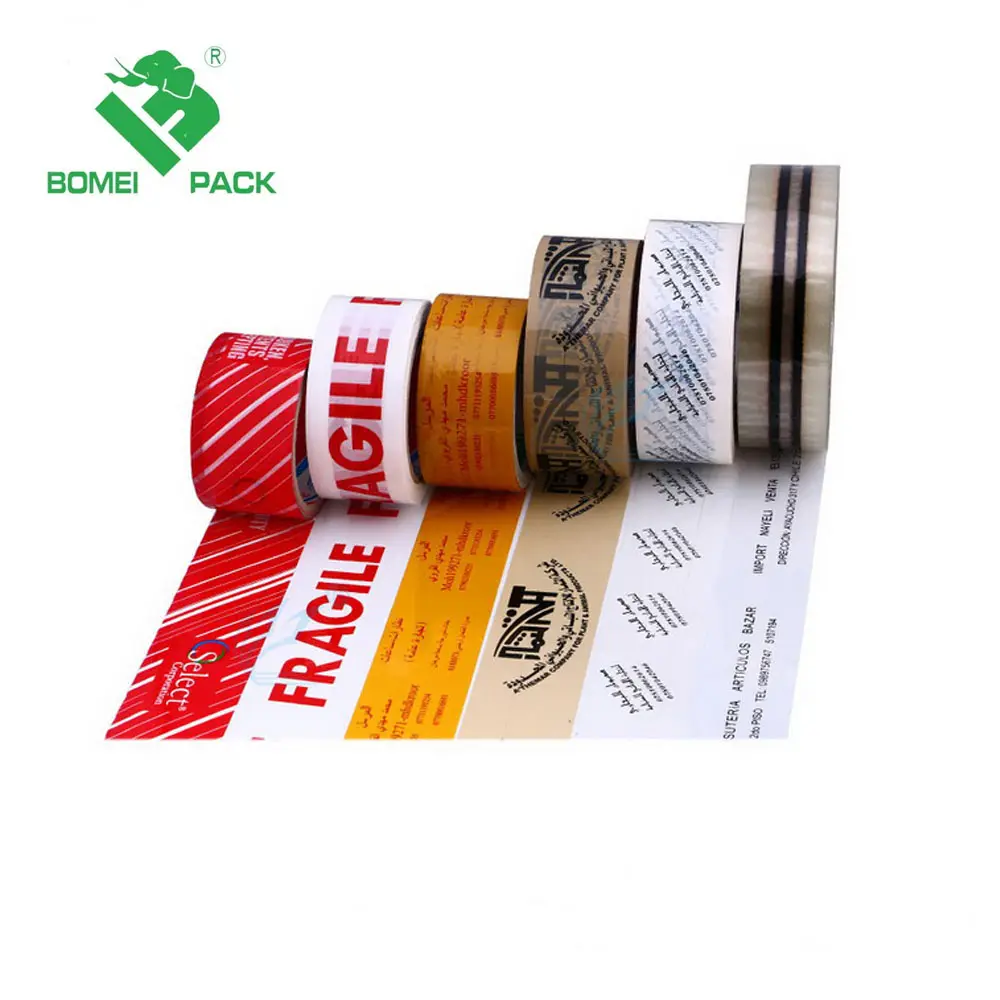 Personalizado impresa bopp cinta de embalaje de color cinta frágil cinta