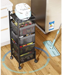 Giỏ Quay Kim Loại Hình Vuông 4 Tầng Giỏ Rau Giỏ Nhà Bếp Giỏ Lưu Trữ Có Giỏ - Product Image 2