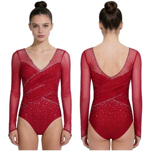 Justaucorps de danse de salon pour femmes, en strass, pour la gymnastique, le patinage artistique, les spectacles sur scène - Product Image 2
