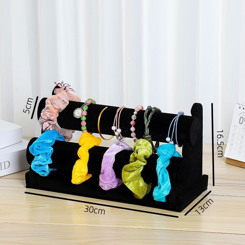 Black velvet double-row detachable bracelet display rack