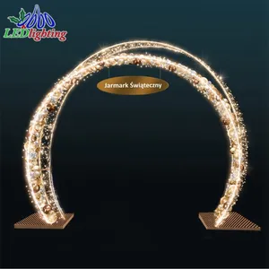 Outdoor lighted red LED Bowknot Arch Christmas Street Motif Decorations