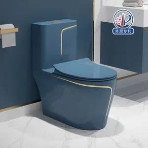 Simple Blue Plated Wc Square Shape Ceramic Toilet Commode And Sink Set Bathroom Luxury Jueco De Inodoro Seramica Toilet Bowl Set