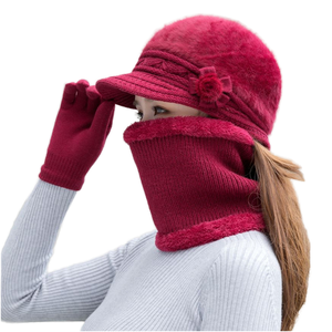 Ensemble de 3 pièces pour femmes adultes en gros : mitaines d'hiver, <span class=keywords><strong>bonnet</strong></span> <span class=keywords><strong>et</strong></span> écharpe, doux, chaud, épais, en laine <span class=keywords><strong>et</strong></span> <span class=keywords><strong>cachemire</strong></span> tricotés sur mesure, écharpe, <span class=keywords><strong>bonnet</strong></span> <span class=keywords><strong>et</strong></span> gants longs - Product Image 3