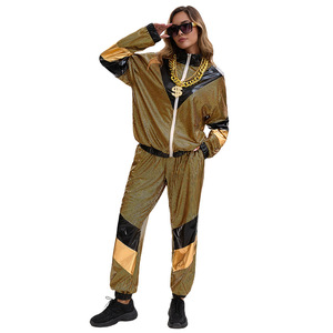 Ensemble de <span class=keywords><strong>combinaison</strong></span> rétro disco, jogging à grille néon, veste coupe-vent réfléchissante, costume de fête sur le thème des années 80 pour Halloween, spectacles sur scène - Product Image 4