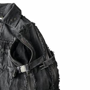 Custom Jeans Jacket Oversized Black Lace-up Vintage Style Cotton Filling Button <b>Decoration</b> Plus Size Jacket Manufacturer - Product Image 5