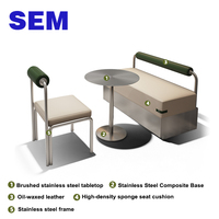 Conjunto de Mesa, Silla y Banco de Estilo Industrial para Cafetería, Asiento de Acero Inoxidable, Sofá Combinado para Hoteles, Muebles para Restaurantes