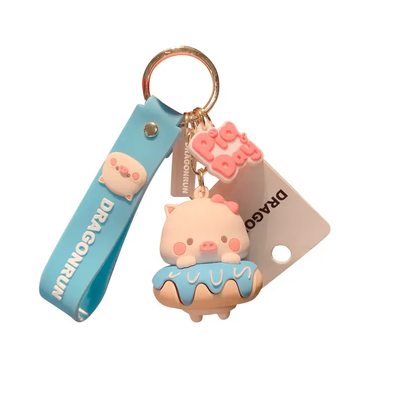 Xinxing New Toy Cartoon Keychain PVC Soft Adhesive Piggy Cute Car Pendant Keychain