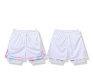 Pantalones de baloncesto informales de verano para hombre, pantalones cortos deportivos de secado rápido de doble capa, ropa exterior tejida transpirable, cintura media para correr para adultos - Product Image 1