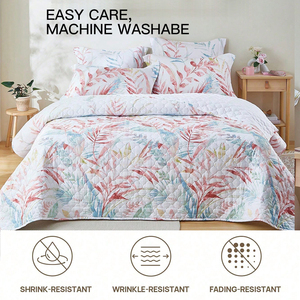 Parure de lit matelassée en microfibre à imprimé <span class=keywords><strong>feuille</strong></span> de <span class=keywords><strong>palmier</strong></span> <span class=keywords><strong>aquarelle</strong></span> éclatante et trèfle à quatre feuilles, 80 g/m², couette douce - Product Image 2