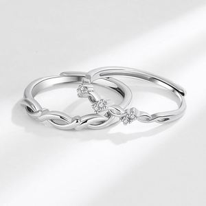 Anillos De Pareja Platinum Plated <b>Ring</b> Open Adjustable Geometric Interweave Cross Limitless <b>Couple</b> Wedding Engagement <b>Ring</b> - Product Image 4