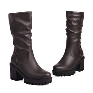 WETKISS fabbrica all'ingrosso passerella di colore solido spesso fondo antiscivolo tacco spesso <span class=keywords><strong>stivali</strong></span> <span class=keywords><strong>Nude</strong></span> nero opaco marrone <span class=keywords><strong>stivali</strong></span> per le donne - Product Image 6