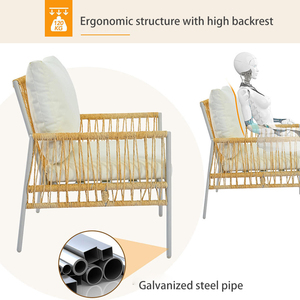 AJUNION PE Rattan Metal Frame Outdoor <strong>Furniture</strong> Set 7 Seater Patio Conversation Set <strong>Garden</strong> <strong>Furniture</strong> with Soft <strong>Cushions</strong> - Product Image 2