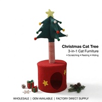 Arbre à gratter en sisal pour chat avec lit, 85 cm, thème Noël, pour chatons et chats adultes, mobilier saisonnier pour chat, vente en gros