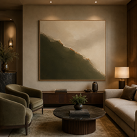 Peinture sur toile texturée, art mural paysager aux tons terreux, minimaliste et luxueux, art abstrait moderne et organique, décoration intérieure à suspendre