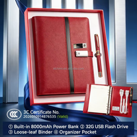 Coffret Cadeau Intelligent : Carnet à Feuillets Mobiles en Cuir PU avec Clé USB, Emplacements pour Cartes et Porte-Stylo – Solution Authentique, Durable et Réutilisable