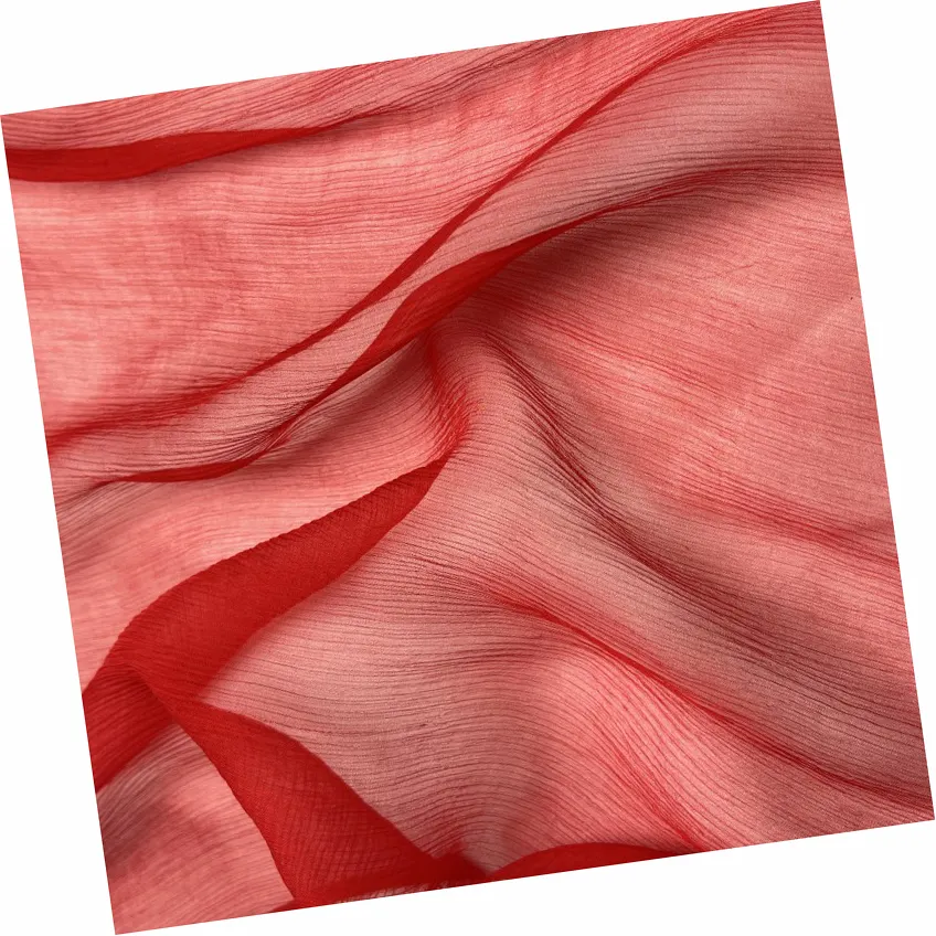 Легкий мягкий мусульманский красный 100% Шелковый шифоновый креп-Жоржет тканый материал для девочек и мальчиков шаль брюки платья пижамы