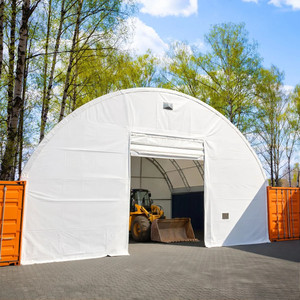 Abri dôme conteneur moderne à double treillis 40x40' avec structure en acier <span class=keywords><strong>et</strong></span> toit en PVC, entièrement fermé avec parois avant <span class=keywords><strong>et</strong></span> arrière pour hall extérieur - Product Image 2