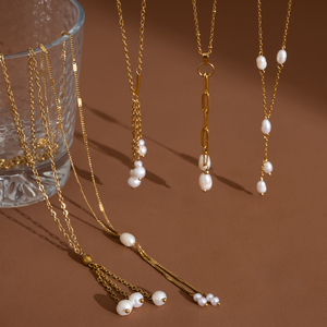 Collana Lunga con Ciondolo a Nappa di Perle d'Acqua Dolce Fatte a Mano, Gioielli di Tendenza <span class=keywords><strong>per</strong></span> Donne, Regalo Personalizzato <span class=keywords><strong>per</strong></span> Anniversario <span class=keywords><strong>per</strong></span> <span class=keywords><strong>Lei</strong></span> - Product Image 2