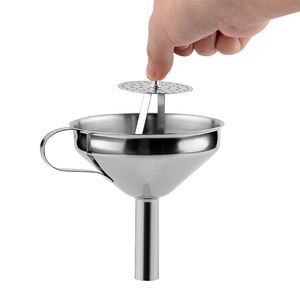 RVS Keukentrechter Met Zeef - Roestvrij Stalen Trechter Set | 14 Cm Hoogte
