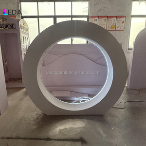 LEDA Custom <b>Wedding</b> Circular <b>Arch</b> With Light Stage Backdrop Flower Panel White Acrylic Backdrop For Events - Product Image 4