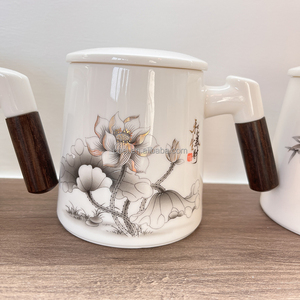 Venta al por mayor lindo creativo hecho a mano personalizado diseño tazas de porcelana cerámica café leche té taza con infusor y tapa - Product Image 6