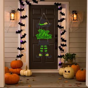 Accesorios de decoración para fiesta de Halloween al por mayor, letrero de puerta de papel triple de mago de bruja, alfabeto de feliz Halloween, suministros colgantes para vacaciones - Product Image 3