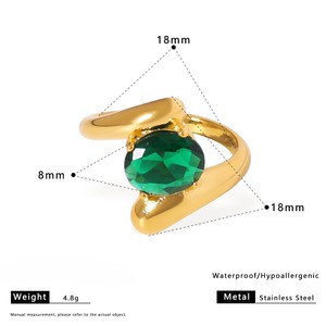 2026 Luxury 18K Gold Plated Stainless Steel Colorful Zircon <b>Ring</b> for Women Irregular Fluid Design Chunky <b>Statement</b> <b>Ring</b> - Product Image 3