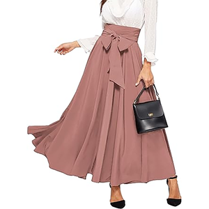 Phụ Nữ Thanh Lịch Bowknot Tie Cao Eo Váy Tie Phía Trước Dài Maxi Váy Văn Phòng Phụ Nữ A-Line Váy - Product Image 3