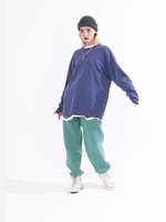 Pull à col rond en coton épais 234g, double fil, couleur unie, coupe ample, manches longues, personnalisable OEM/ODM