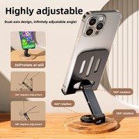 Support de téléphone rotatif à 360° de qualité supérieure avec base en bois, support de tablette réglable et pivotant pour bureau à domicile