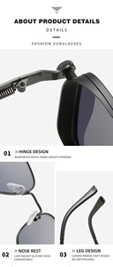 Lunettes de soleil carrées rétro à monture métallique, protection UV, pour hommes et femmes, idéales pour la pêche et les voyages - Product Image 5