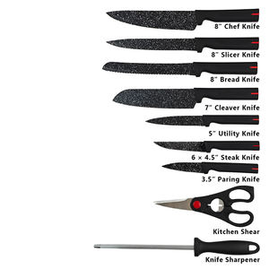 Wholesale Household Chef Cutlery <b>Set</b> Granite Speckled Coated Blade Plastic Handle Kitchen <b>Knife</b> <b>Set</b> with Block - Product Image 6