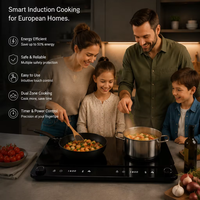 Table de cuisson à induction double brûleur mince, plaque chauffante électrique portable, cuisinière à induction de comptoir 3400W, cuisson rapide, pour cuisine domestique