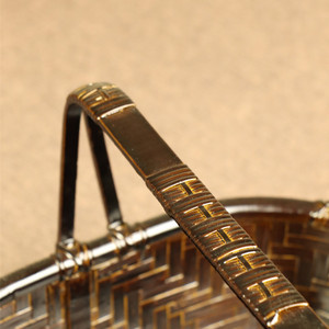 Handmade <b>Bamboo</b> Woven Storage Basket Rectangle Lacquered Antique Style For Kitchen Food <b>Container</b> Snack Fruit Basket - Product Image 4