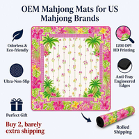 Tapis de Mahjong Décoratif à Bordure Botanique Complète, Vente Directe Usine, Cadeau Idéal pour les Amateurs de Mahjong et les Joueurs de Casino