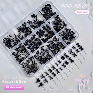 12 mini-breloques papillon pour ongles, tailles variées, noir, blanc, rose, décorations 3D pour nail art - Product Image 5